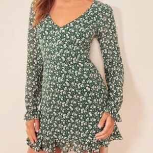 NWOT Reformation Green Floral Mini Dress size 6